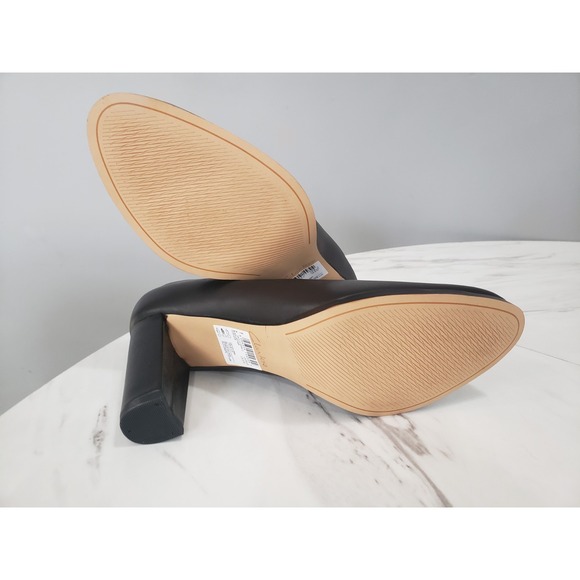 NEW NO BOX 9 WIDE CLARKS Kaylin Cara Black Leather Work Block Heel Court Shoes - Picture 5 of 7